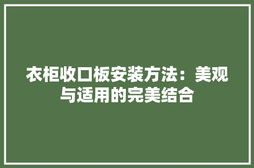 衣柜收口板安装方法：美观与适用的完美结合 室内设计