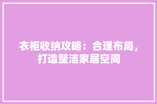 衣柜收纳攻略：合理布局，打造整洁家居空间 室内设计