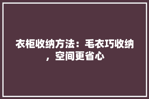 衣柜收纳方法：毛衣巧收纳，空间更省心 室内设计