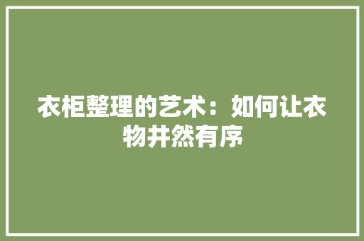 衣柜整理的艺术：如何让衣物井然有序 室内设计