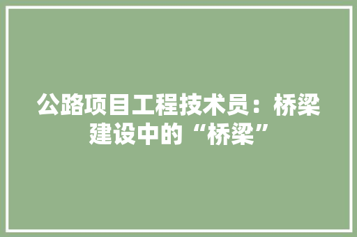 公路项目工程技术员：桥梁建设中的“桥梁”