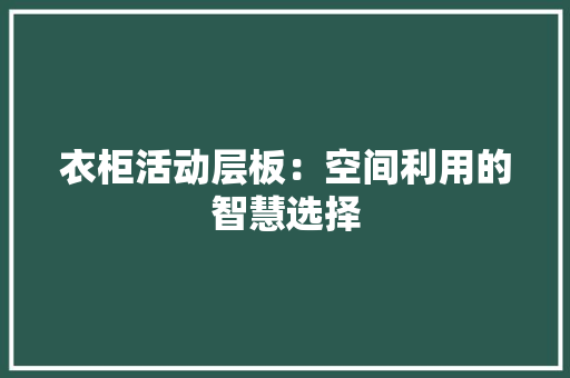 衣柜活动层板：空间利用的智慧选择