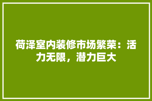 荷泽室内装修市场繁荣：活力无限，潜力巨大