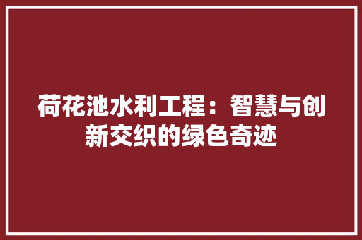 荷花池水利工程：智慧与创新交织的绿色奇迹 室内设计