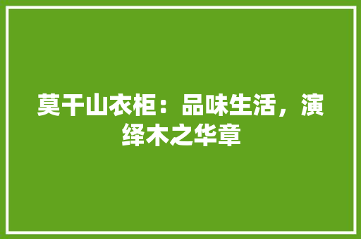 莫干山衣柜：品味生活，演绎木之华章 室内设计