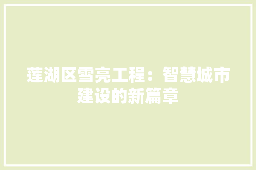 莲湖区雪亮工程：智慧城市建设的新篇章 室内设计