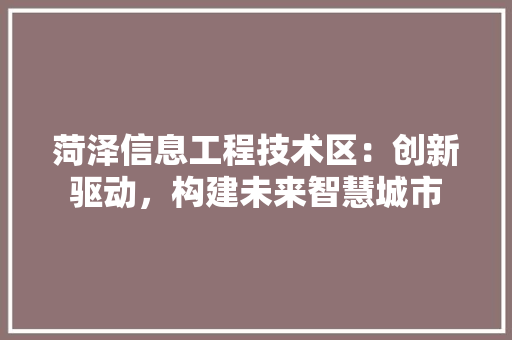 菏泽信息工程技术区：创新驱动，构建未来智慧城市 室内设计