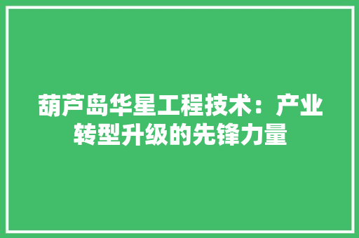 葫芦岛华星工程技术：产业转型升级的先锋力量