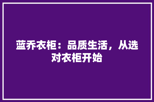 蓝乔衣柜：品质生活，从选对衣柜开始 室内设计