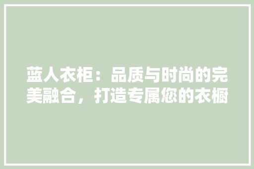 蓝人衣柜：品质与时尚的完美融合，打造专属您的衣橱盛宴 室内设计