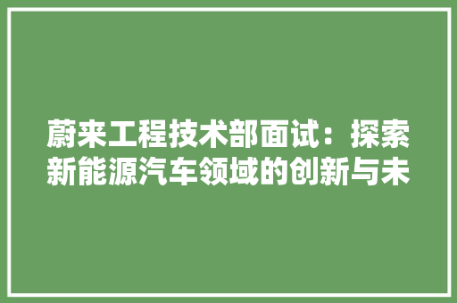 蔚来工程技术部面试：探索新能源汽车领域的创新与未来 室内设计