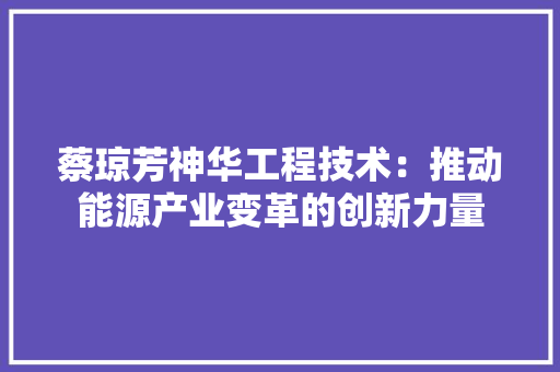 蔡琼芳神华工程技术：推动能源产业变革的创新力量 室内设计