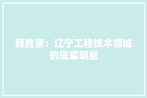 薛胜寒：辽宁工程技术领域的璀璨明星 室内设计