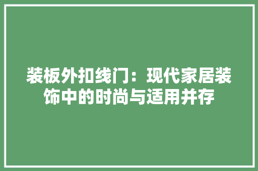 装板外扣线门：现代家居装饰中的时尚与适用并存 室内设计