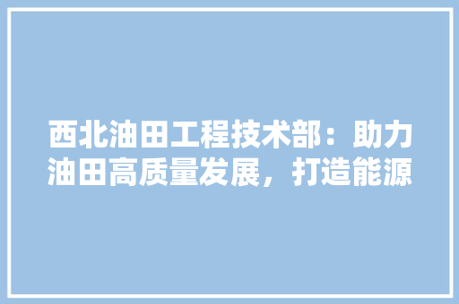 西北油田工程技术部：助力油田高质量发展，打造能源产业新引擎 室内设计