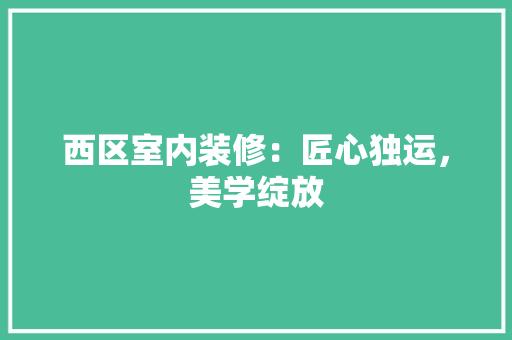 西区室内装修：匠心独运，美学绽放 室内设计