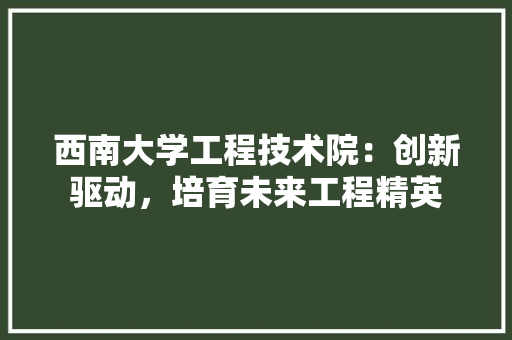 西南大学工程技术院：创新驱动，培育未来工程精英 室内设计