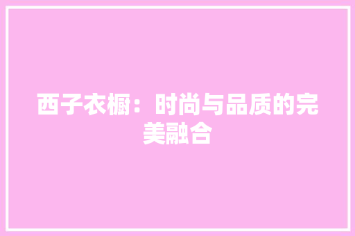 西子衣橱：时尚与品质的完美融合 室内设计