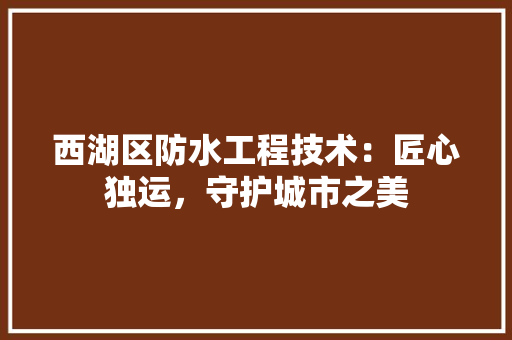 西湖区防水工程技术：匠心独运，守护城市之美 室内设计