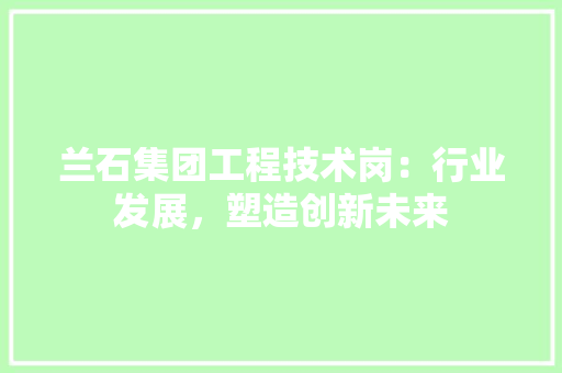 兰石集团工程技术岗：行业发展，塑造创新未来