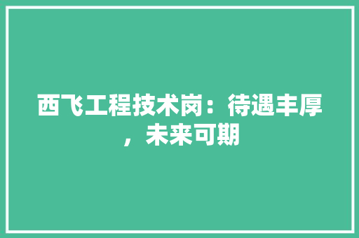 西飞工程技术岗：待遇丰厚，未来可期