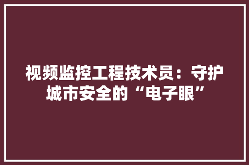视频监控工程技术员：守护城市安全的“电子眼” 室内设计