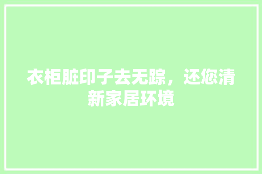 衣柜脏印子去无踪，还您清新家居环境 室内设计