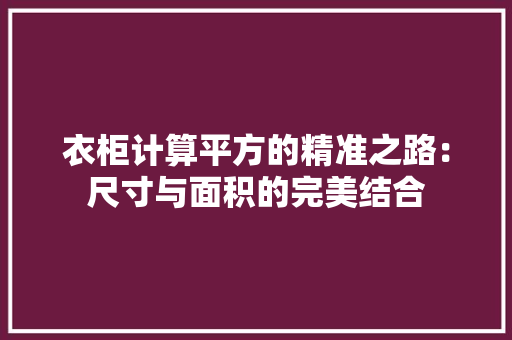 衣柜计算平方的精准之路：尺寸与面积的完美结合 室内设计