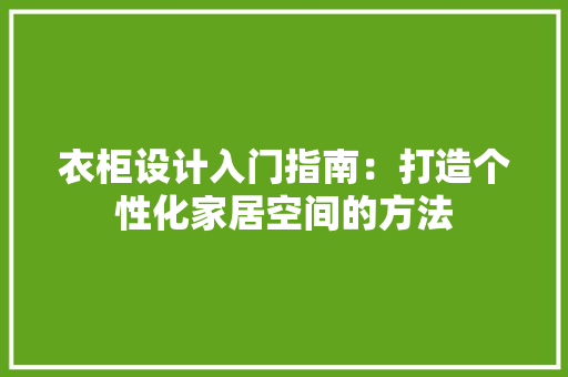 衣柜设计入门指南：打造个性化家居空间的方法 室内设计