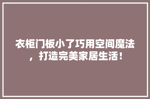 衣柜门板小了巧用空间魔法，打造完美家居生活！ 室内设计