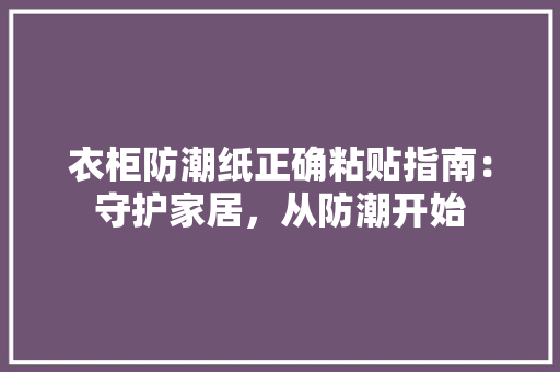 衣柜防潮纸正确粘贴指南：守护家居，从防潮开始 室内设计