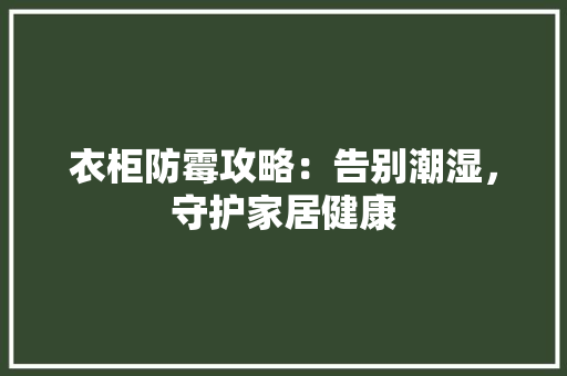 衣柜防霉攻略：告别潮湿，守护家居健康 室内设计