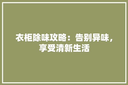 衣柜除味攻略：告别异味，享受清新生活 室内设计