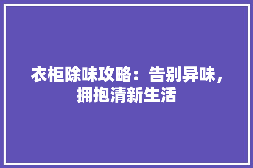 衣柜除味攻略：告别异味，拥抱清新生活 室内设计