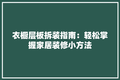 衣橱层板拆装指南：轻松掌握家居装修小方法 室内设计