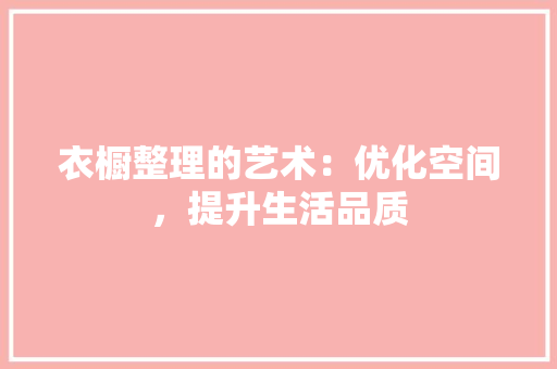 衣橱整理的艺术：优化空间，提升生活品质 室内设计