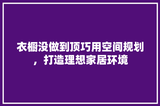 衣橱没做到顶巧用空间规划，打造理想家居环境