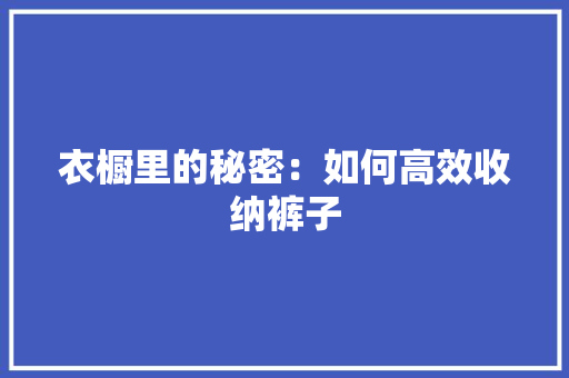 衣橱里的秘密：如何高效收纳裤子