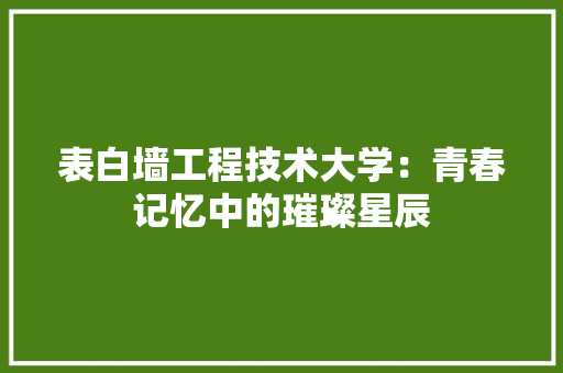 表白墙工程技术大学：青春记忆中的璀璨星辰 室内设计