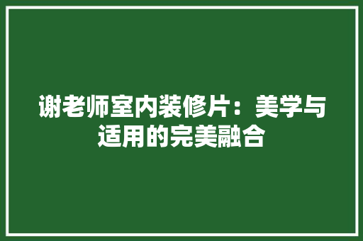 谢老师室内装修片：美学与适用的完美融合