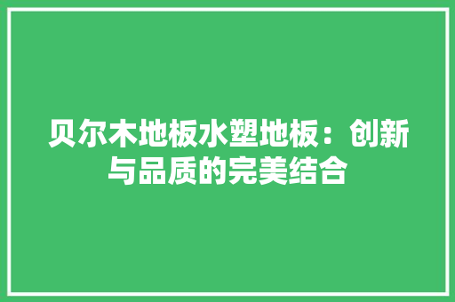 贝尔木地板水塑地板：创新与品质的完美结合 室内设计