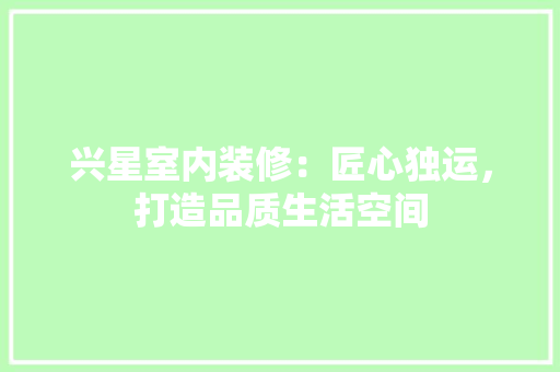兴星室内装修：匠心独运，打造品质生活空间 家居装修
