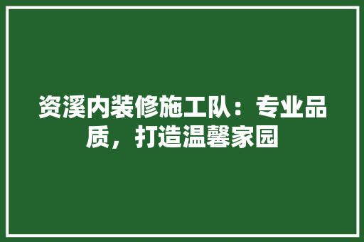 资溪内装修施工队：专业品质，打造温馨家园 室内设计