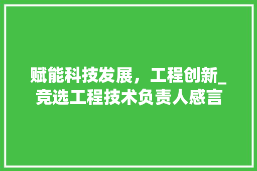 赋能科技发展，工程创新_竞选工程技术负责人感言 室内设计