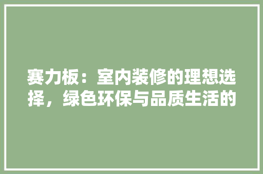 赛力板：室内装修的理想选择，绿色环保与品质生活的完美融合 室内设计