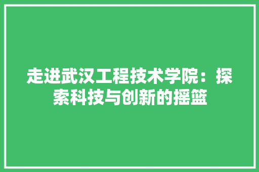 走进武汉工程技术学院：探索科技与创新的摇篮 室内设计
