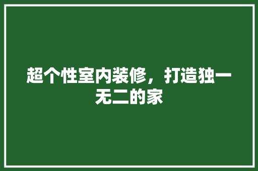 超个性室内装修，打造独一无二的家 室内设计
