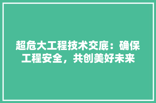 超危大工程技术交底：确保工程安全，共创美好未来