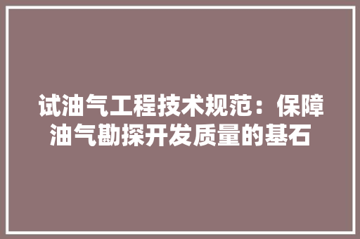 试油气工程技术规范：保障油气勘探开发质量的基石
