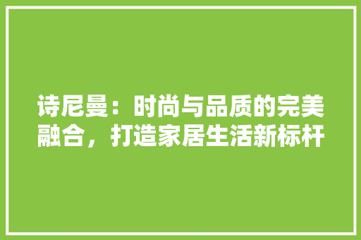 诗尼曼：时尚与品质的完美融合，打造家居生活新标杆 室内设计